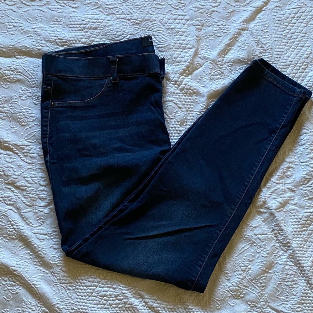 Plus Size Dark Wash Pull On Skinny Jeans
